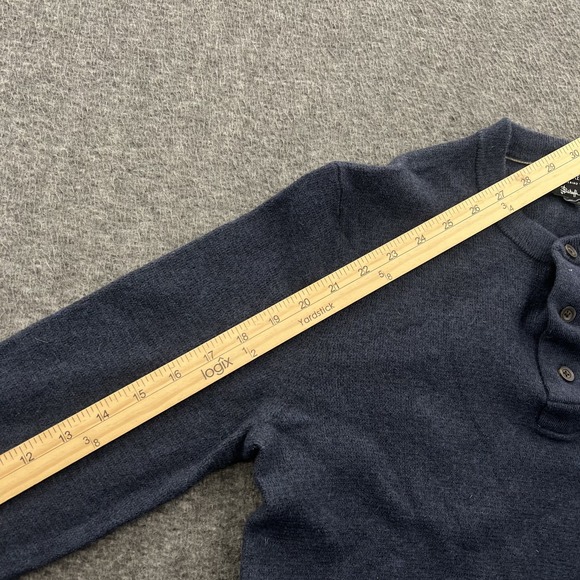 Banana Republic Italian Merino Sweater Mens L Navy Blue 1/4 Button Preppy LS - Picture 7 of 7